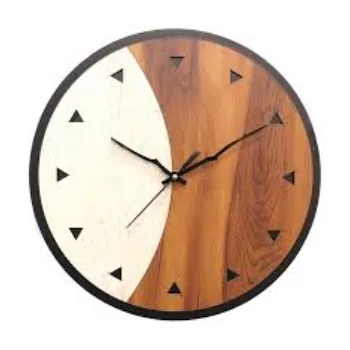  Teak Wood Half & Half Dual Color Wall Clock